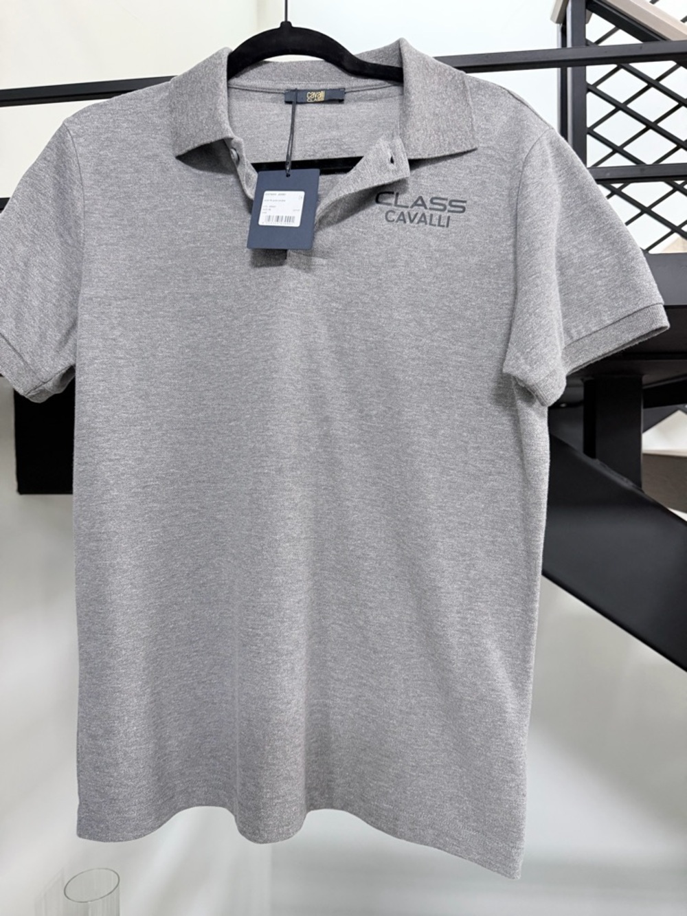 NWT Cavalli Class Grey Short-Sleeve Polo size M